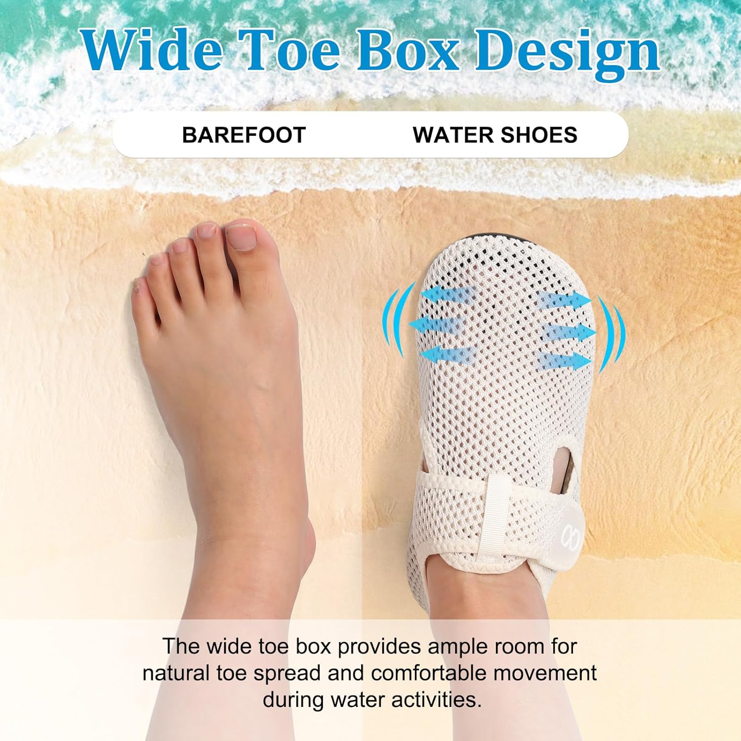 XIHALOOK Water Shoes for Women Men Swim Beach Aqua Socks Quick Dry Barefoot House Slippers with Adjustable Magic Tape for Pool Surf Yoga Travel - Image 4