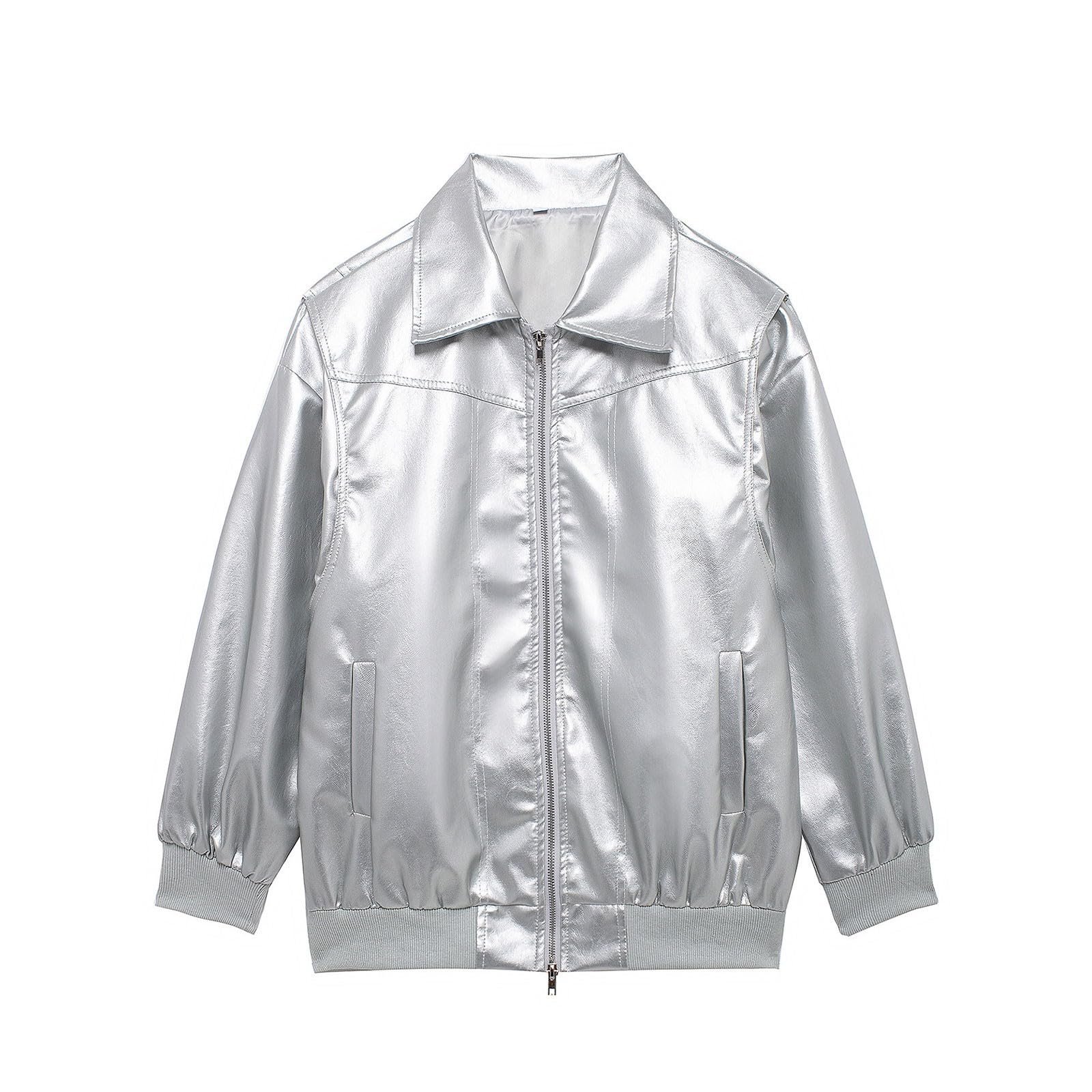 Women's Autumn/Winter Leather Motorcycle Zipper Long Sleeved Jacket Casual Manteau Et Blouson Veste Softshell Femme Vestes De Randonnée Femme Tailleur Chic Bombers Moto Veste Fluide en