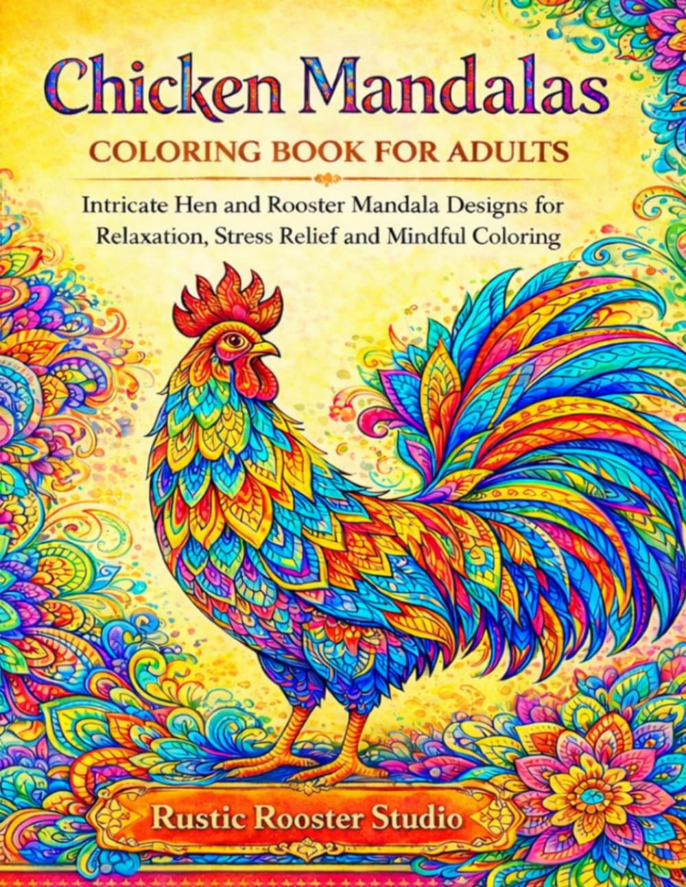 Chicken Mandalas Coloring Book For Adults: Intricate Hen and Rooster Mandala Designs for Relaxation, Stress Relief and Mindful Coloring
