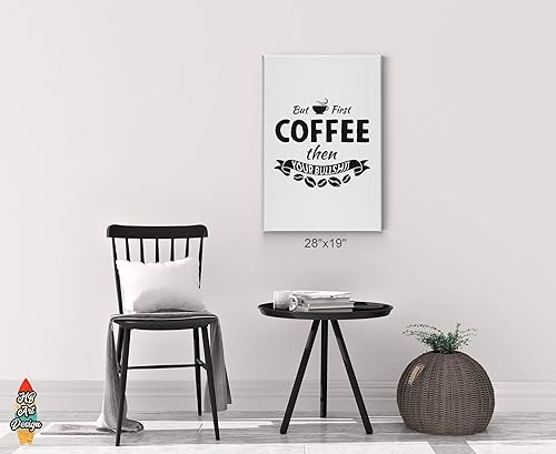 Miniatura 3 de HB Art Design But First Coffee Then Your Bullshit Retro Style Quote Canvas Print Wall Art Coffee Bar Decor Coffee Signs Kitchen Wall Decor Dining