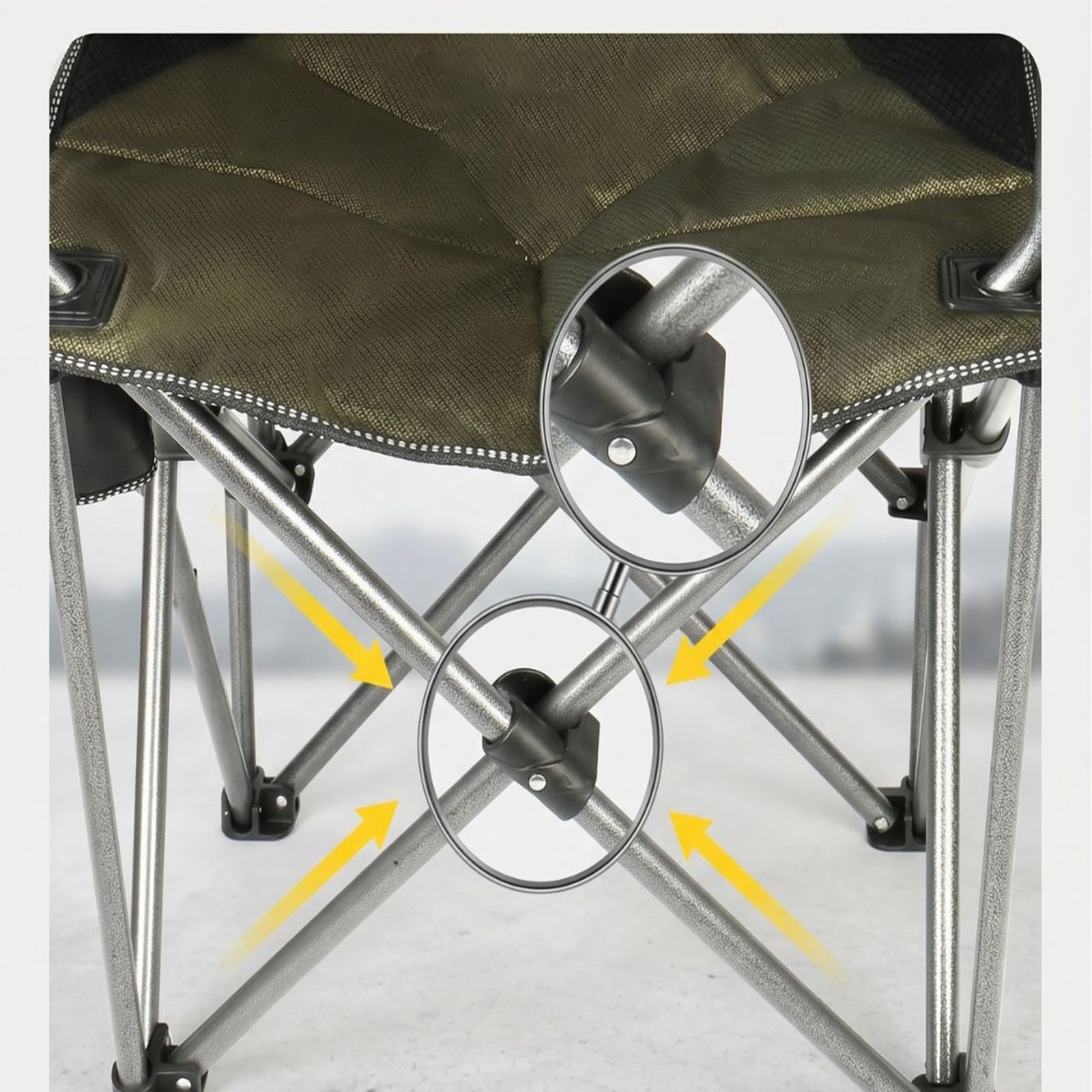 Chaise de Camping Pliable Surdimensionnée Portable avec Porte Gobelets et Accoudoirs Cadre Stable pour Extérieur Intérieur Camping Pêche Couleur Noir Gris B