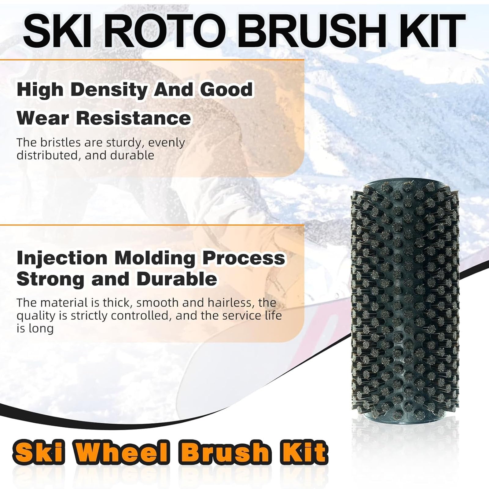 Kit de cepillo para esquí Roto de 150 mm/200 mm/300 mm, eje de mango de cepillo Roto con cepillos de nailon, latón y crin, cubierta desmontable, juego de cepillos de cera de esquí accionados por