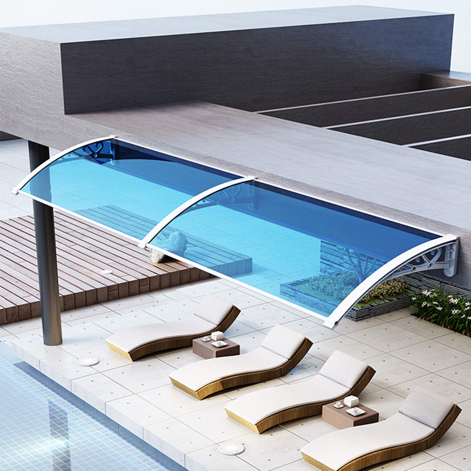 Markise Für Türen & Fenster – Aus Polycarbonat, UV-Schutz UPF 50+, Wasserdicht, Windabweisend, Für Terrasse & Veranda