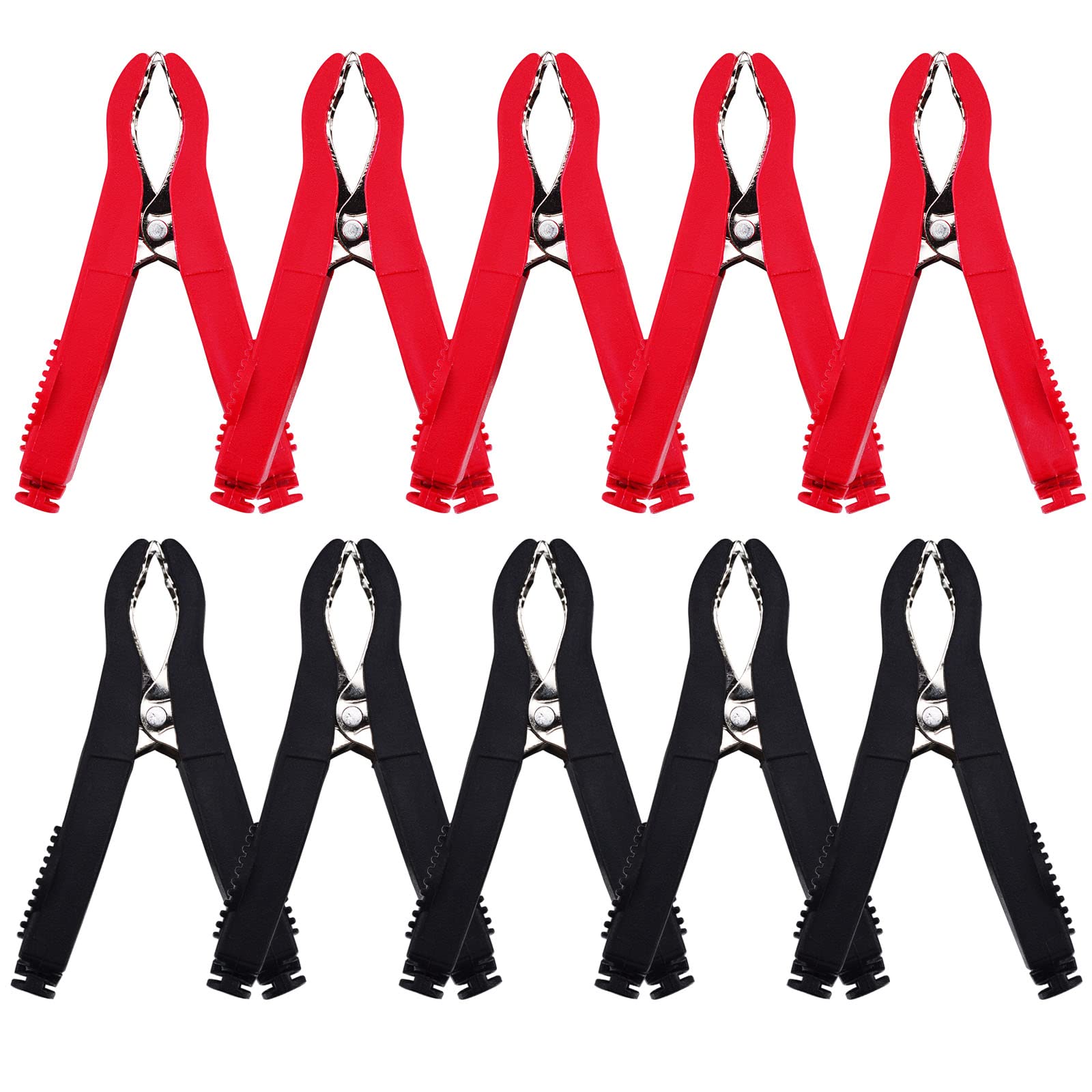 Photo 1 of 2 pack Leehitech 10PCS Alligator Clips 78mm Plastic Handle Test Probe Metal Alligator Clips 35A Electrical Clamps Battery Alligator Clamps for Car Auto Vehicle Boat All-inclusive (Black & Red) All-inclusive 5Pcs Red 5Pcs Black 35A 78mm
