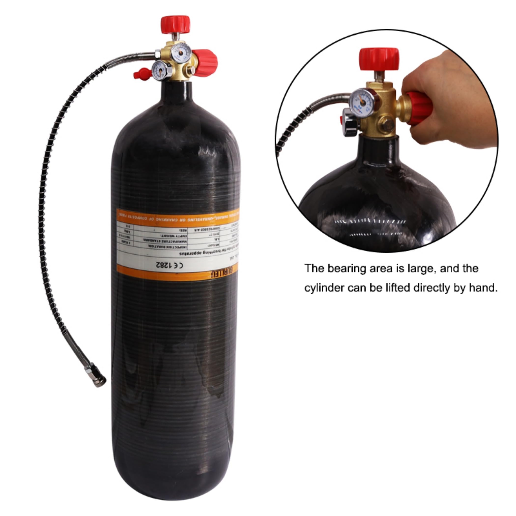 TUXING Valvola DIN Scuba Adattatore M18 × 1,5, Paintball Scuba Stazione di riempimento per serbatoio HPA/PCP Air Tank con manometro ad alta pressione 4500 psi PCP Paintball Riempimento tubo dell'aria