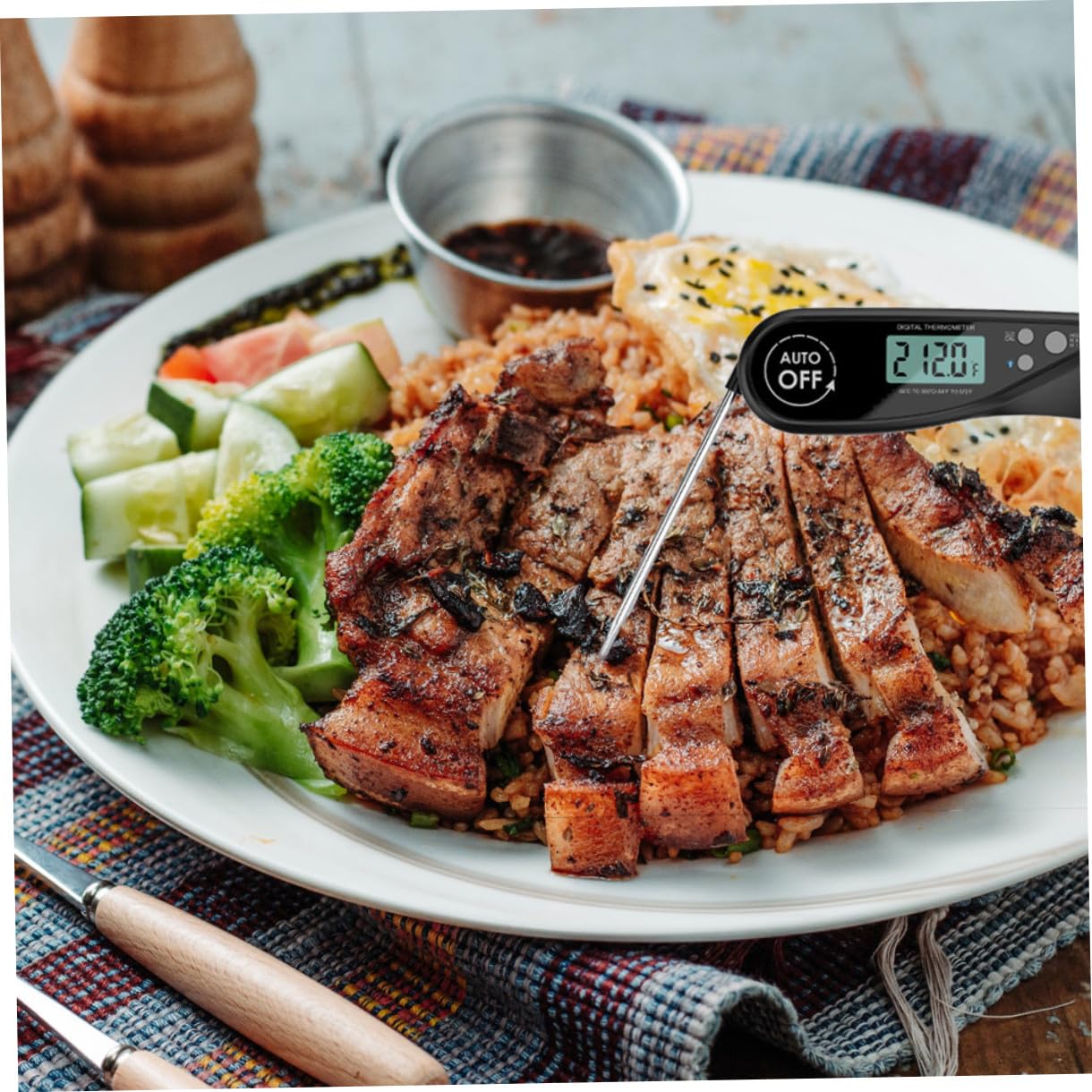 Amosfun 2 Piezas Termómetro De Barbacoa Sonda De Lectura Instantánea Medidor De Temperatura De Mermelada Termómetro De Carne a La Parrilla Freidora Parrilla De Comida Black Abdominales