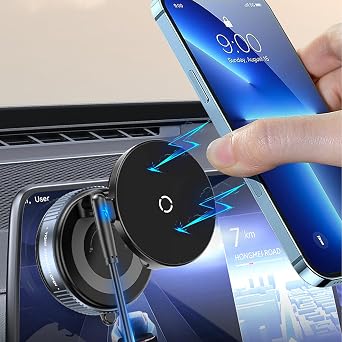 oricarmes Spinning Vacuum Magnetic Phone Holder 15W Fast Wireless Charger for All Smartphones & All Car Models Holds Like Glue on Bumpy Roads! FCC Certified car Phone Mount Magnetic