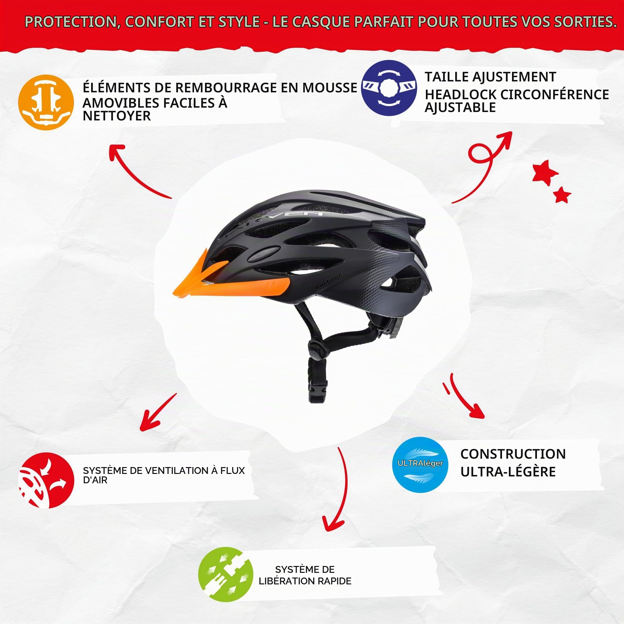 Casque Vélo VTT et VTC Adulte Jeunesse Unisexe Casque de Cyclisme de Réglable de Sport pour BMX Skate Scooter Patines Conçu pour la Sécurité des Utilisateur Marven