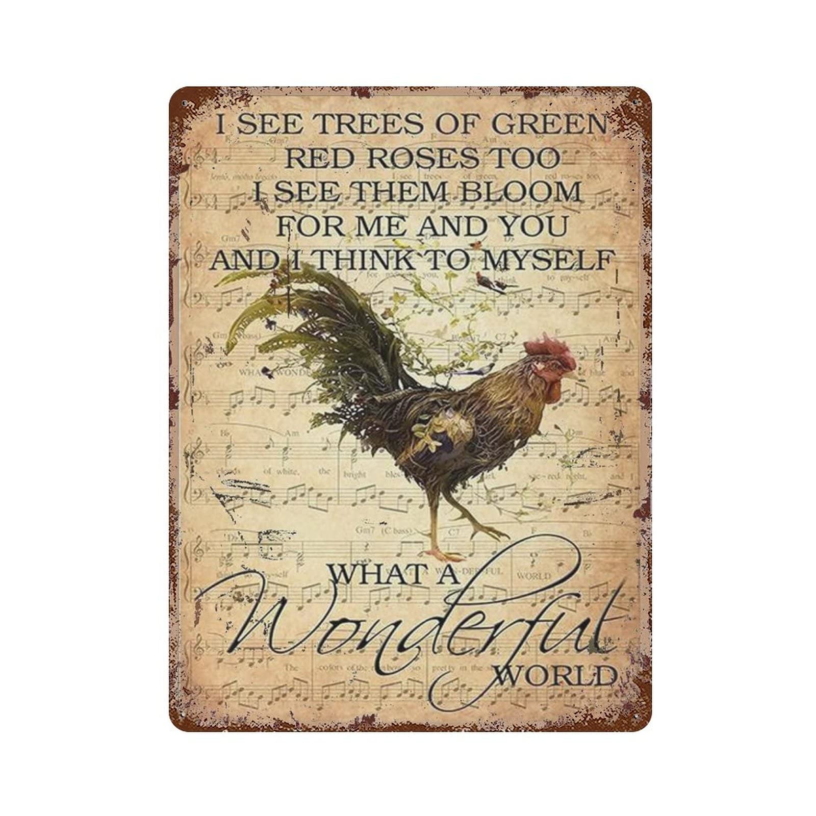 AOOEDM Rooster Music Sheet Vintage Metal Sign Wall Decor Metal Plaque for Cafe Bar Pub Home Beer Retro Poster 16x12 Inch