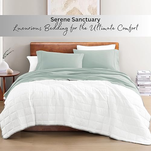 Miniatura 8 de Juego de sábanas de fibras extralargas 100  de algodón orgánico percal para cama tamaño Twin juego de 3 piezas transpirable y ultrasuave que se