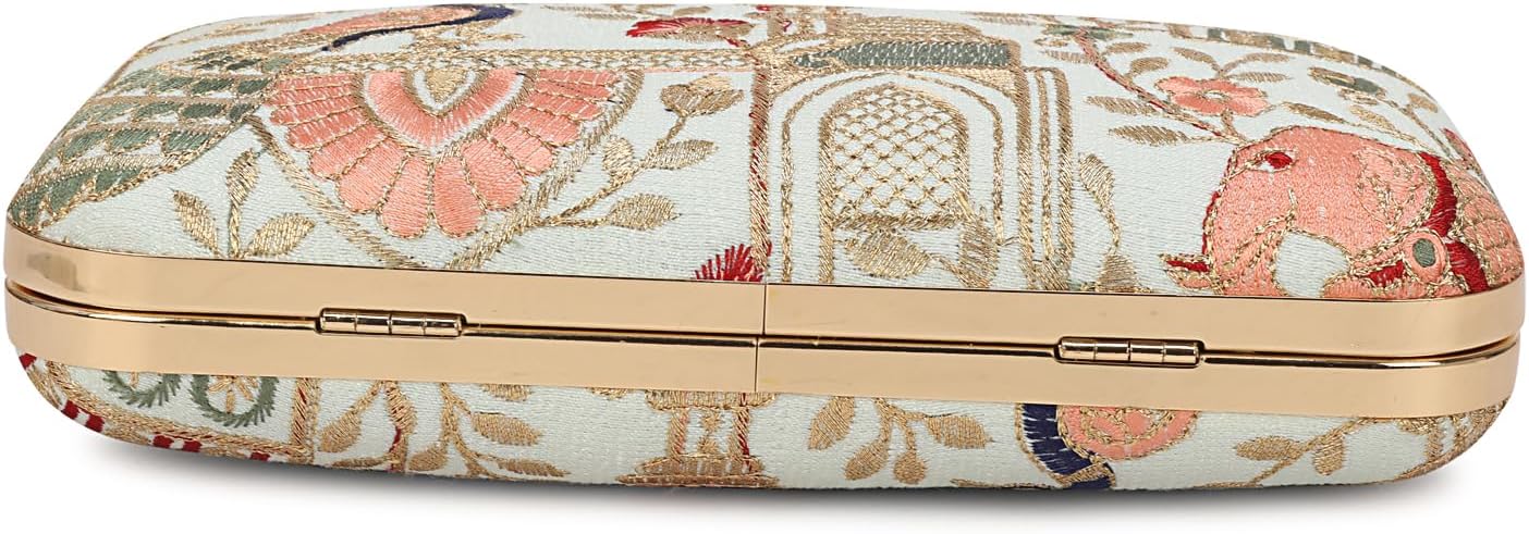LONGING TO BUY Hand Crafted Designer Box Clutch - Zari Embroidery For Women image 4