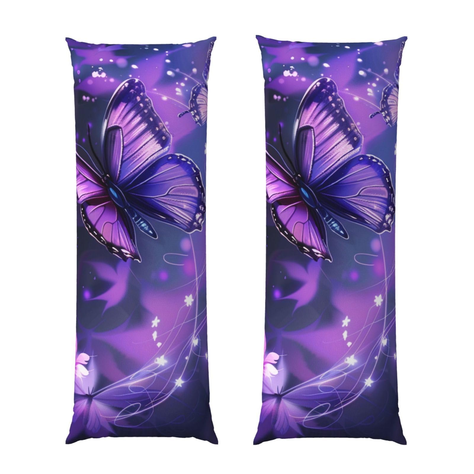 Body Pillow Cover 20x54 Inch, Cute Purple Butterfly Print Long Lumbar Pillow Case with Zipper Long Body Pillowcase Decorative for Bed Sofa Bedroom