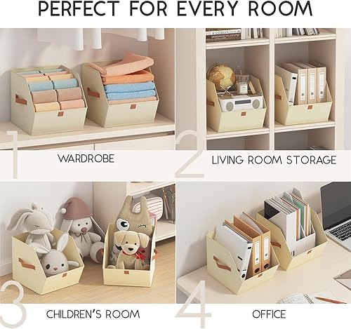 Miniatura 4 de Cubos de almacenamiento de tela para armario, paquete de 6 cubos cuadrados de almacenamiento con doble asa para ropa, toallas, juguetes, cubos