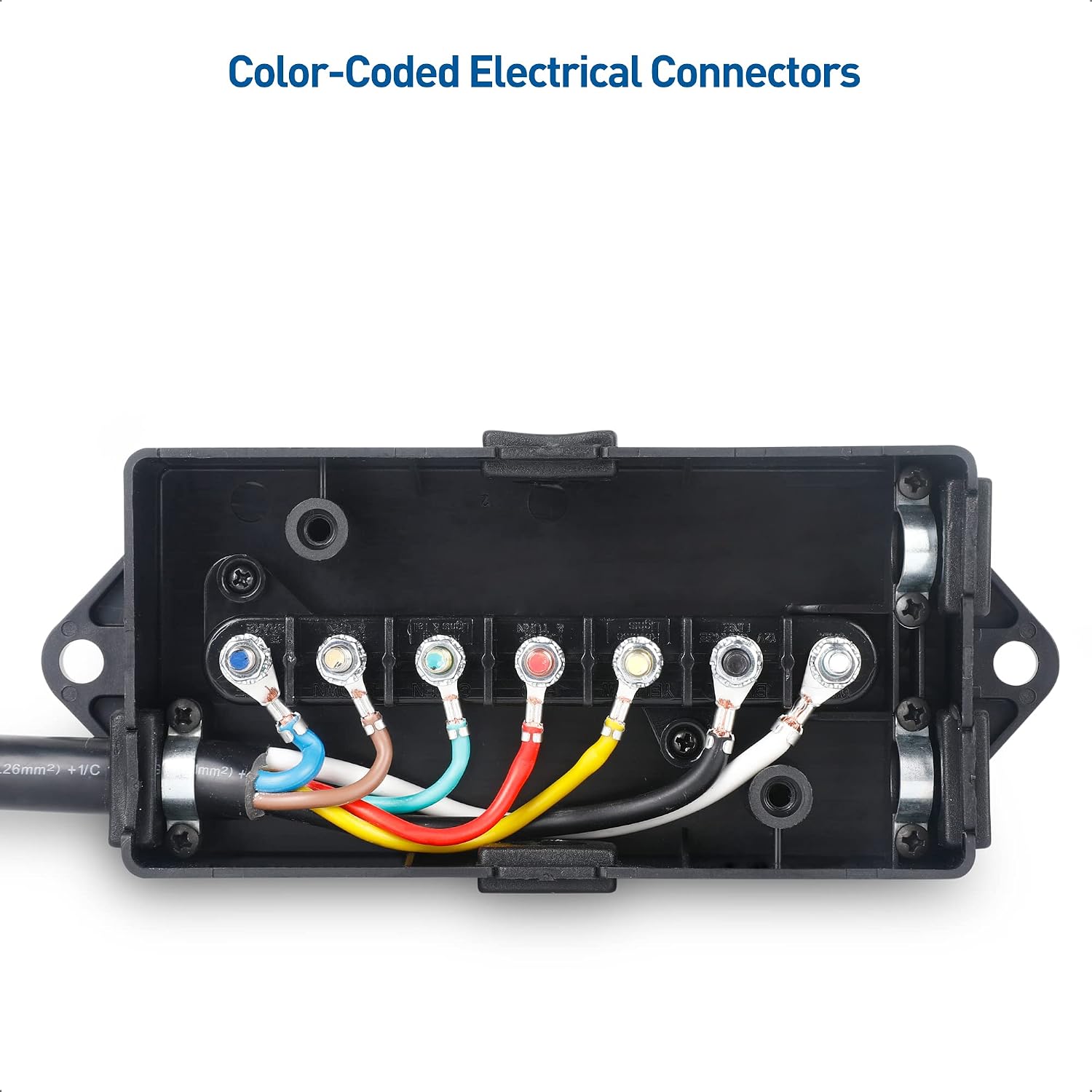 Cable Matters 7-Way Trailer Wire Harness 10ft with Junction Box in Black - Inline Trailer Cord with 7-Gang Junction Box and 10 Feet Cord
