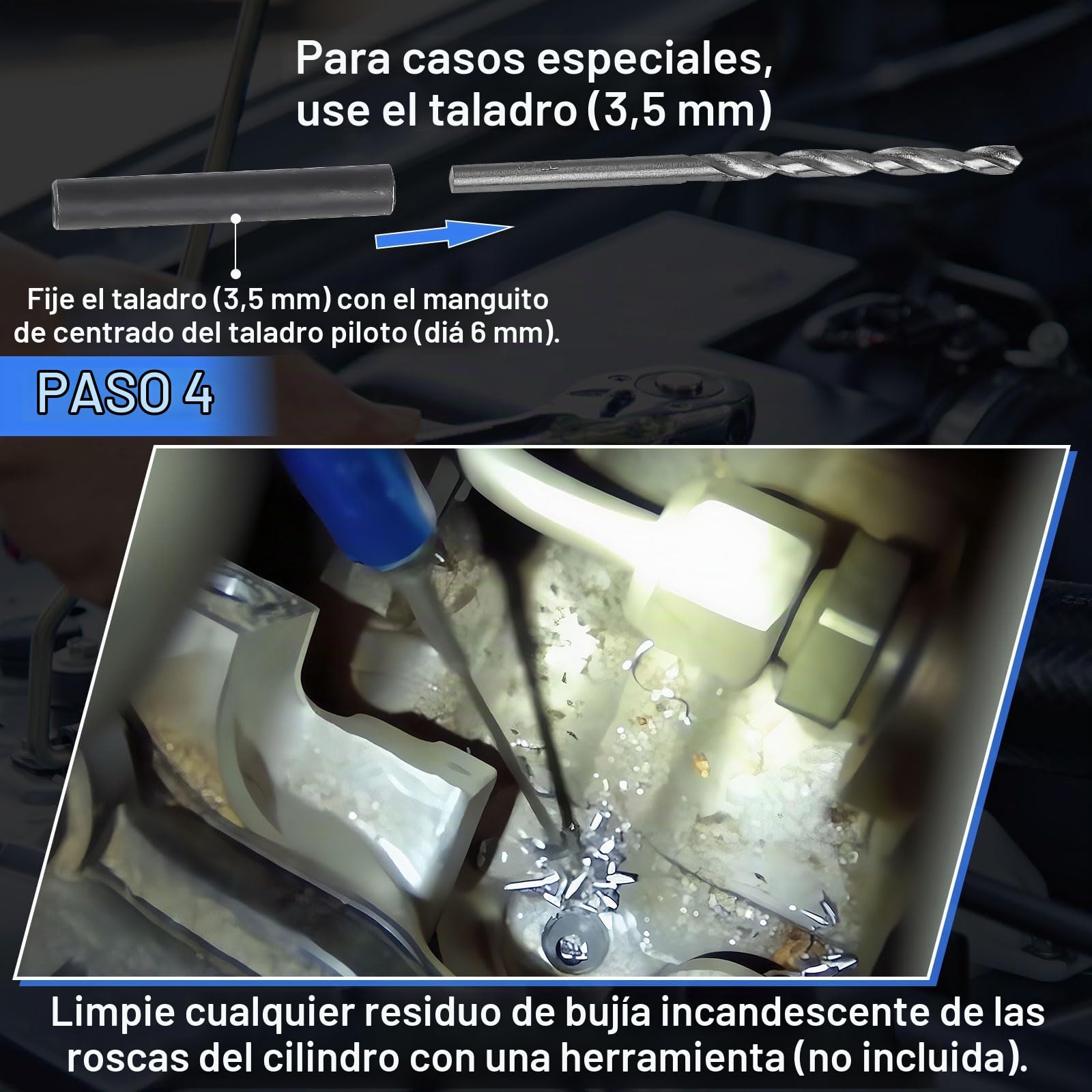 EXLECO Juego de Herramientas de Extracción de Bujías Incandescentes - 16 Piezas, Kit de Herramientas para M8 y M10 Bujías Incandescentes Dañadas, Herramientas de Reparación de Bujías Incandescentes