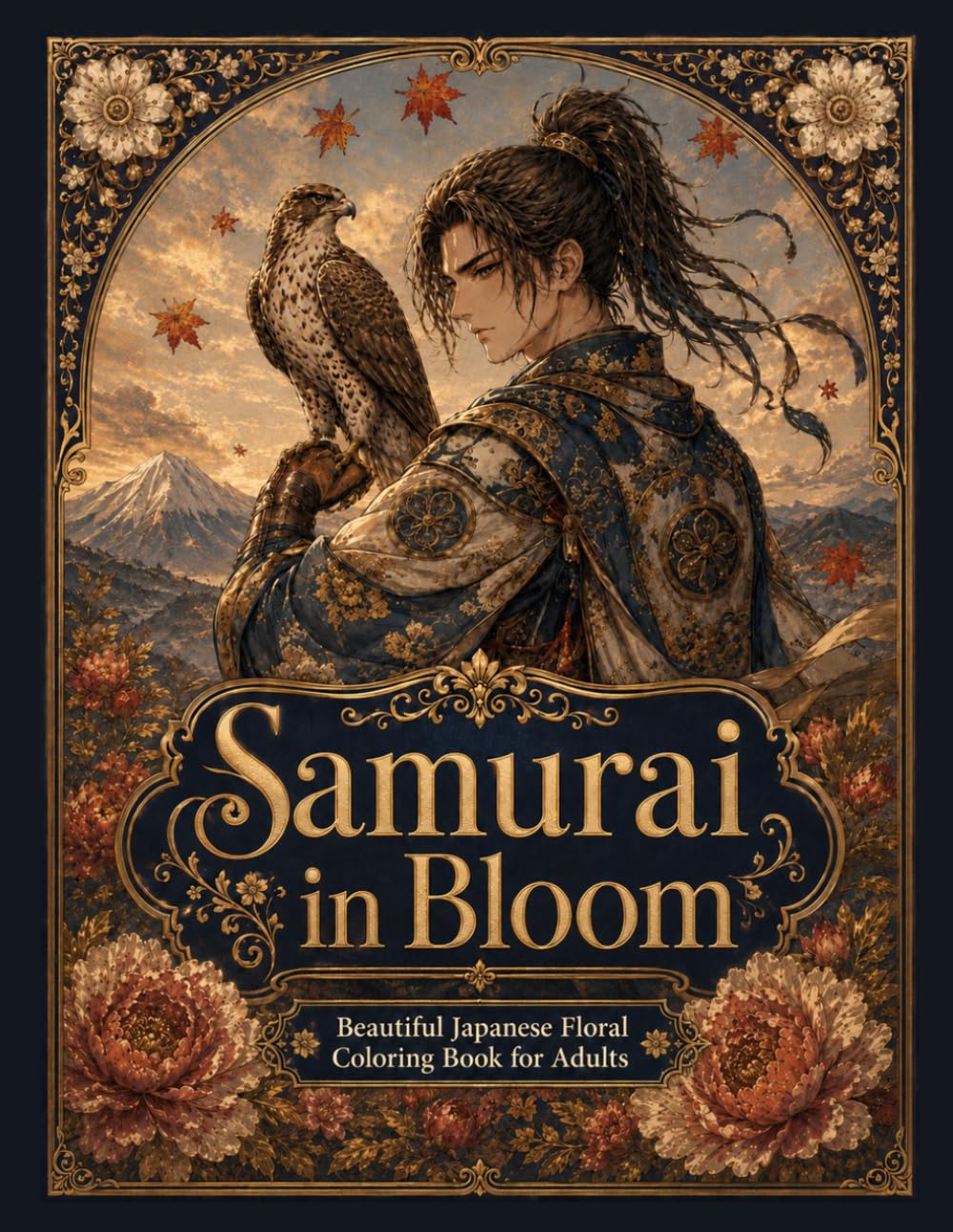 Samurai in Bloom: Beautiful Japanese Floral Coloring Book for Adults