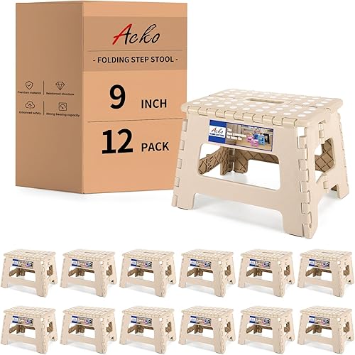 Miniatura 10 de ACKO Taburete plegable – Taburete plegable de alta calidad de 13 pulgadas de altura para niños y adultos, taburete de cocina, jardín, baño, 10