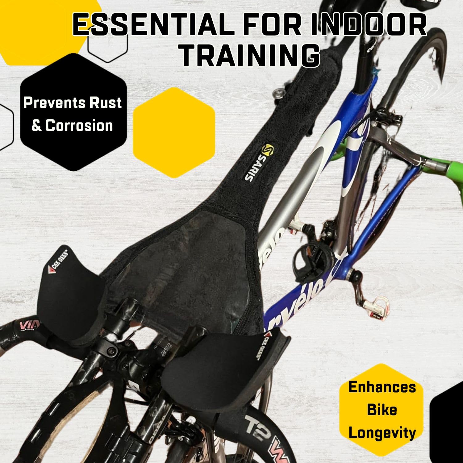 Saris Bike Guard Sweat Protector with Phone Holder for Indoor Bike Trainers