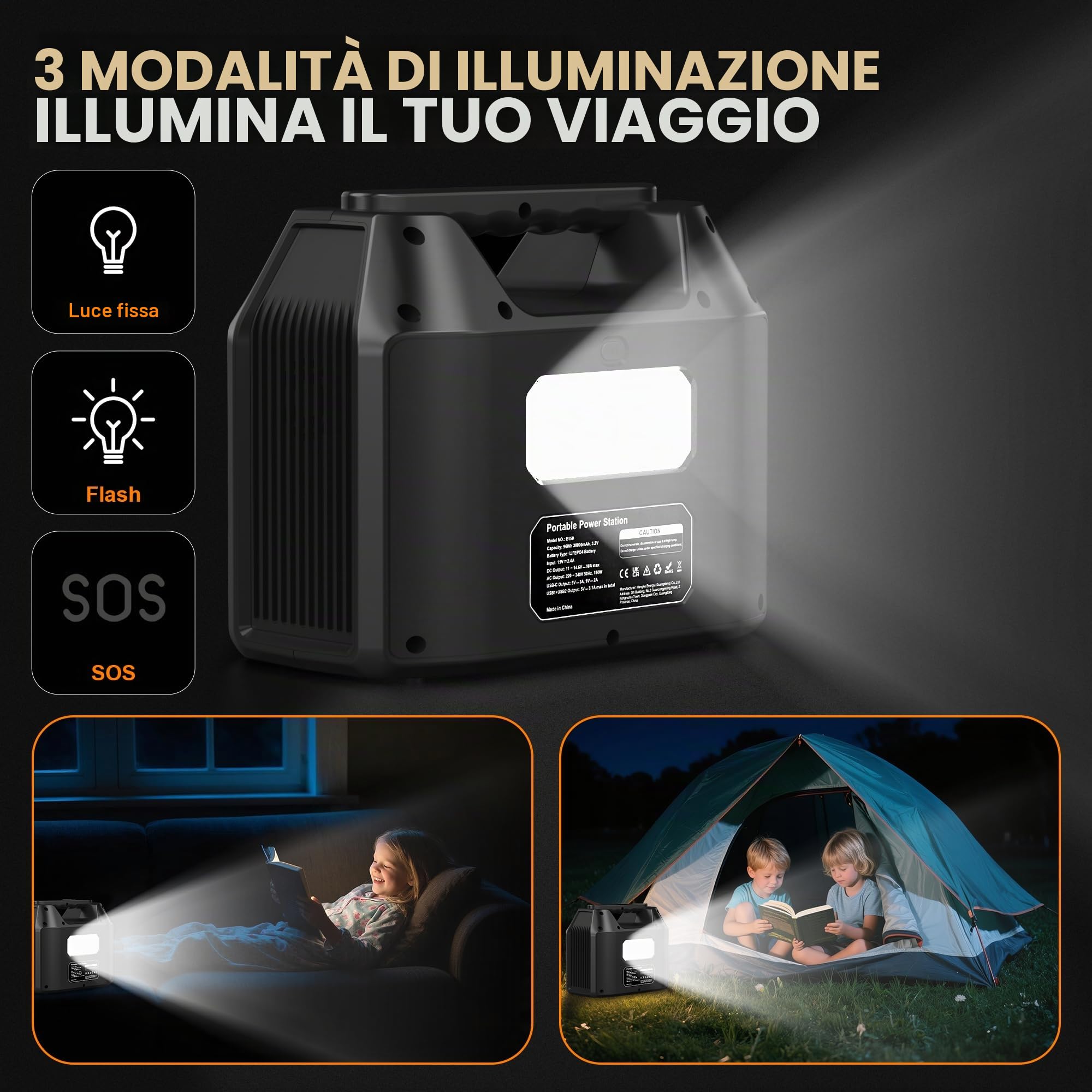 SinKeu Centrale elettrica portatile 96Wh con pannello solare 40W, 30000mAh LiFePO4 batteria generatore solare ha 230V 150W AC Outlet/12V DC/USB, alimentazione di backup per campeggio picnic giardino