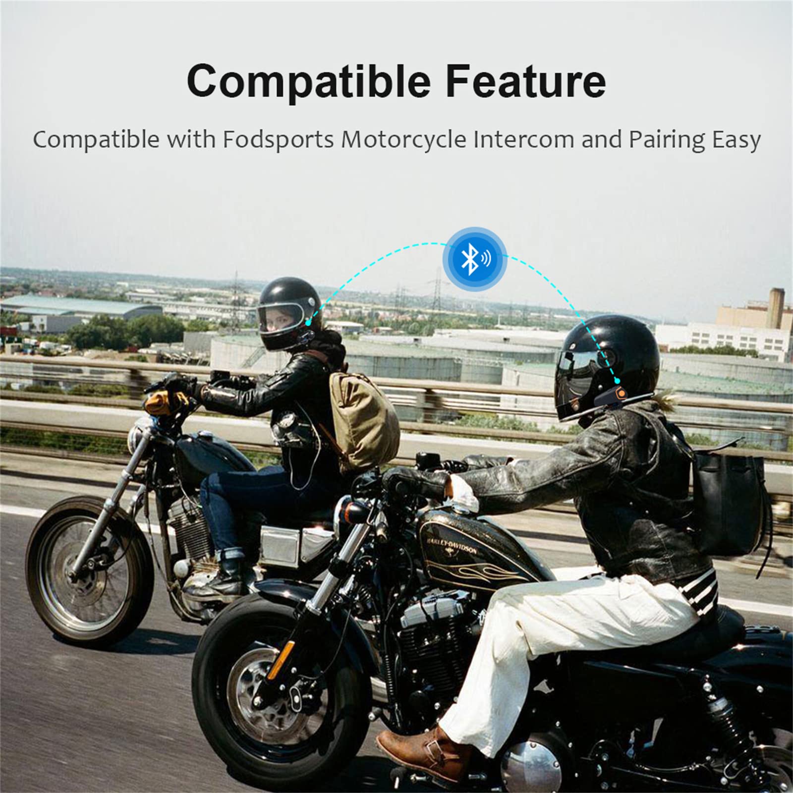 Interfono Bluetooth Per Moto Interfono Per Moto Fuoristrada Casco Bluetooth Auricolare 1000M Bluetooth Sistema Di Comunicazione Per Moto, Vivavoce, FM,1pcs