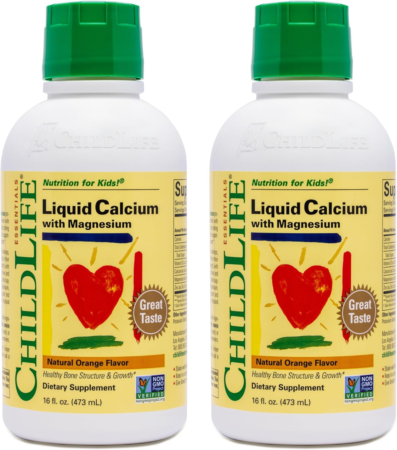 ChildLife Essentials Liquid Calcium Supplement for Kids – Baby Calcium with Magnesium, Zinc, and Vitamin D3 – Orange Flavor, 16 fl oz (2 Pack)