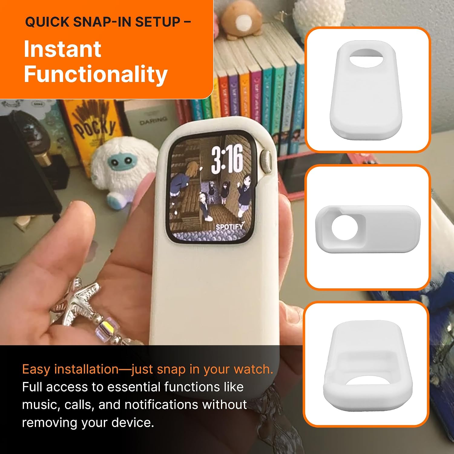 SplashNColor iPod Case for Apple Watch - Convert Your Apple Watch into a Powerful Mini Handheld 3D Print - Perfect Running Accessory for Men & Women - Fits 44/45mm - White