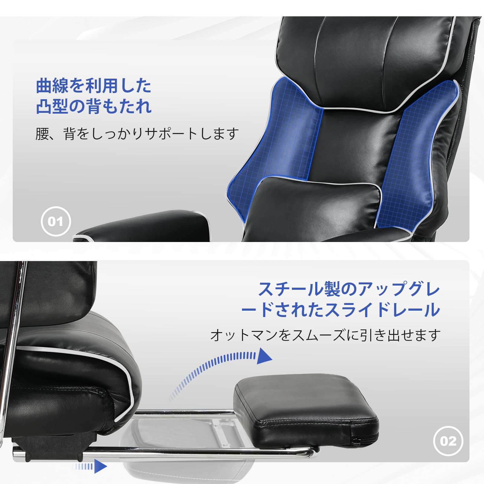 GTRACING ゲーミングチェア　オットマン、肘掛け付き ゲーミングチェア GTRACING オットマン 肘掛け付き