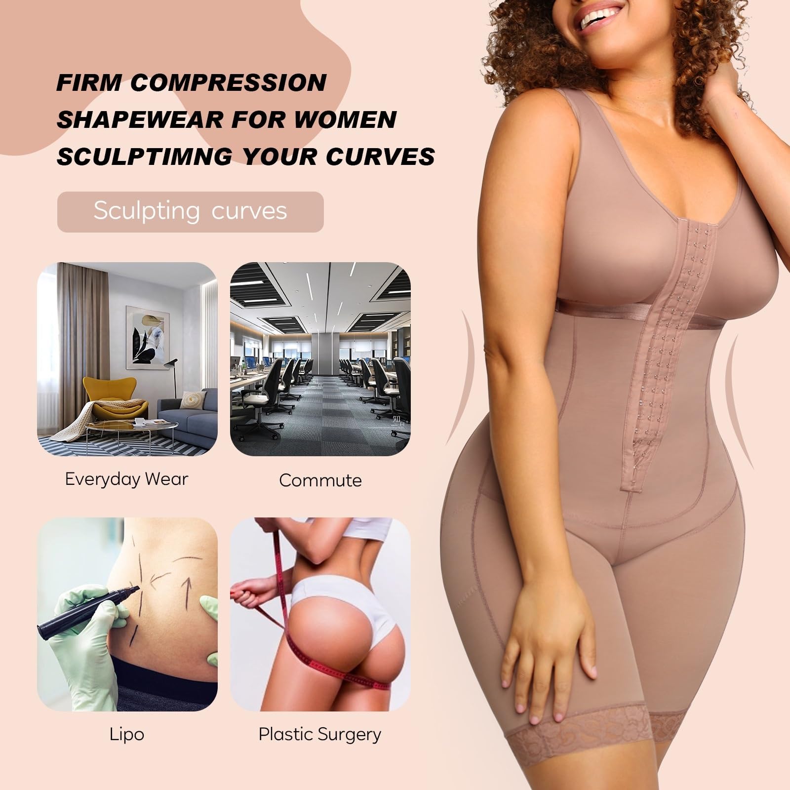 Bodysuit Shapewear Intimo Modellante for Il Controllo della Pancia for Le Donne Cintura Postpartum Body postoperatorio Shapewear Corsetto Dimagrante Body Shaper für Snellente(Black,XS)