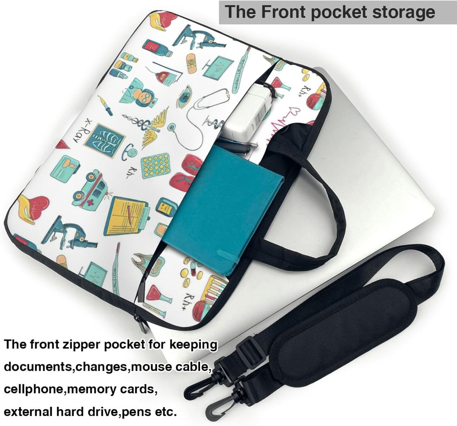 abstraction biology chemistry4 Print Large Capacity Portable Crossbody Cute Laptop Bag For Women Men, 13 14 15.6 in