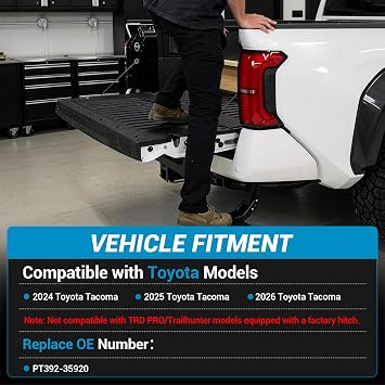 Rear Bed Step Bumper Bedstep Fit for 2024 2025 2026 Toyota Tacoma | Folding Truck Bed Step Retractable Bumper Tailgate Step Replace # PT392-35920