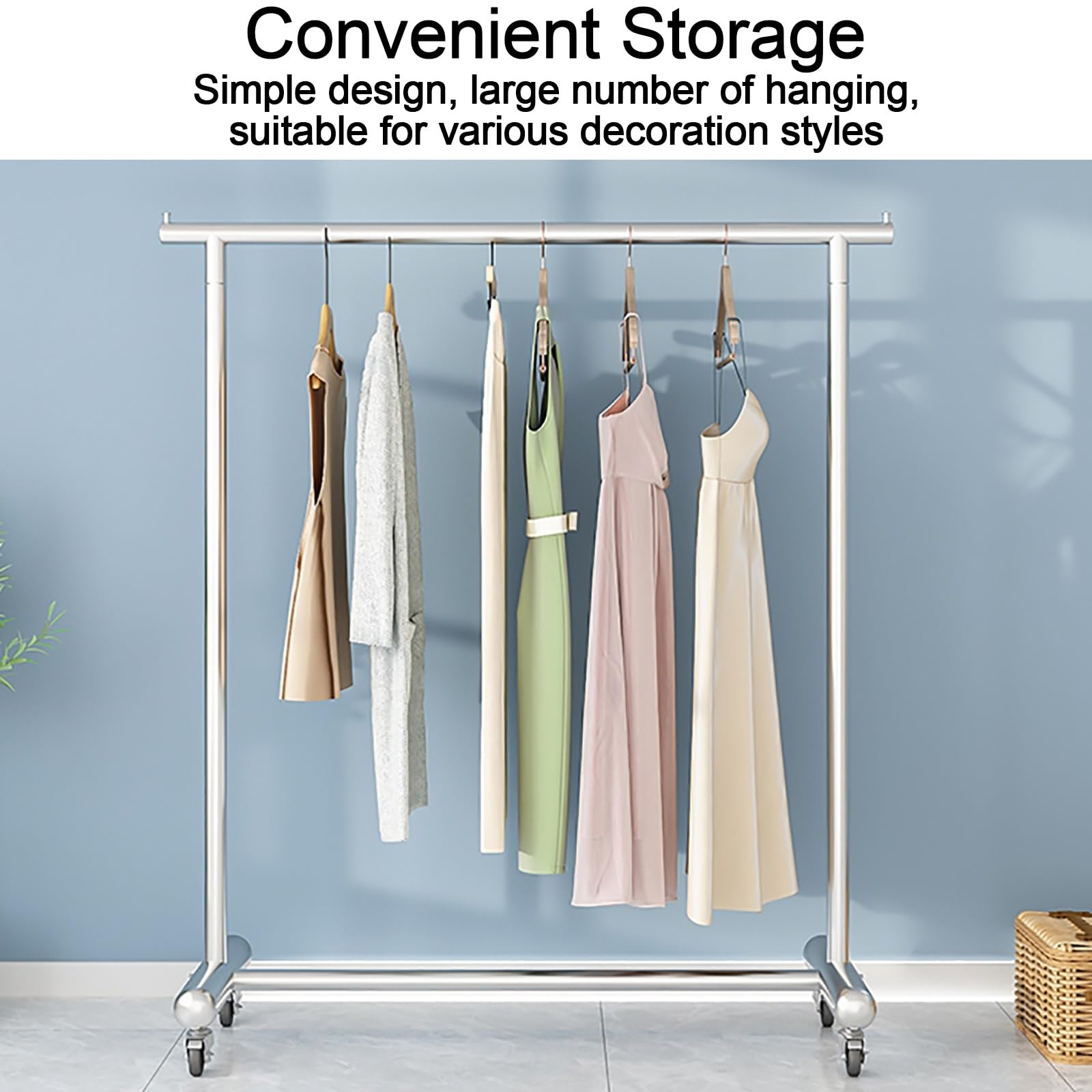 Heavy-Du Verstellbarer Kleiderständer zum Rollen – Metall-Kleiderständer für Mäntel, Hemden, Hosen, Schuhe – Stabiler Stahlständer, platzsparendes Design, Schwarz, 140 x 155 x 40 cm