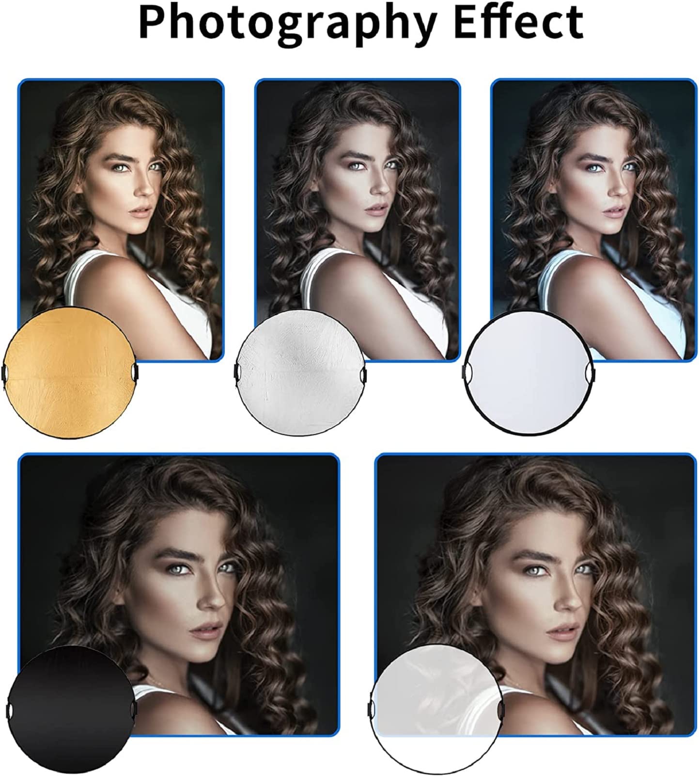 Selens 5 w 1 reflektor fotograficzny, okrągły, składany reflektor o długości 80 cm + stojak na światło 200 cm + worek na piasek + wysuwany uchwyt, przenośny dyfuzor złoty/srebrny/biały/czarny i