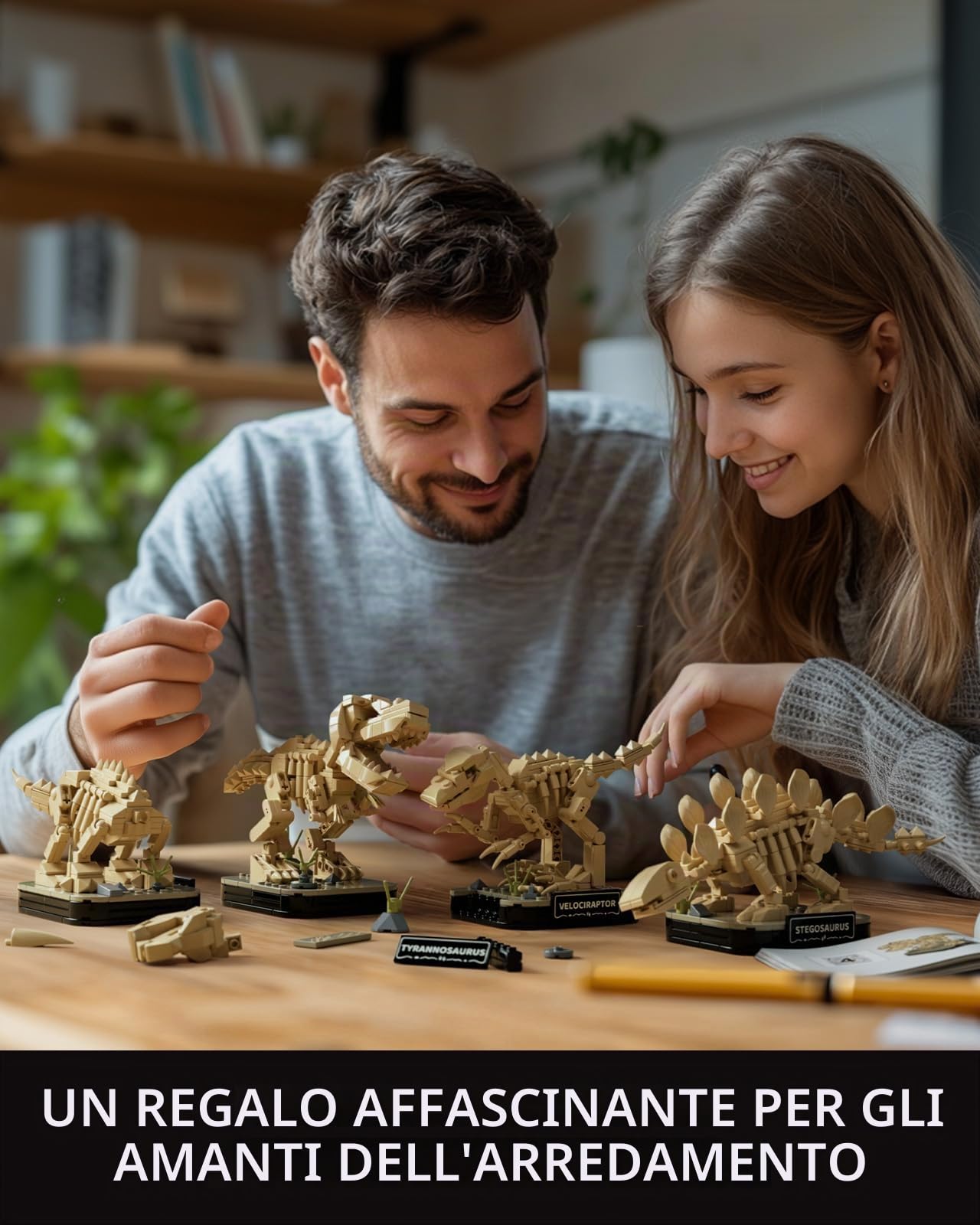 Nifeliz Small Collezione di Scheletri di Dinosauro, 4 Kit di Modelli di Fossili per Adulti, per Decorazione, Regalo per Appassionati (1,101 Pezzi, NF10360)