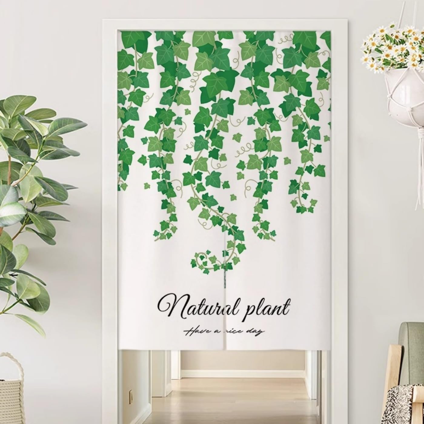 Guest Ruyunlai M10 Green Plants Japanese Noren Doorway Curtain, 80X150cm