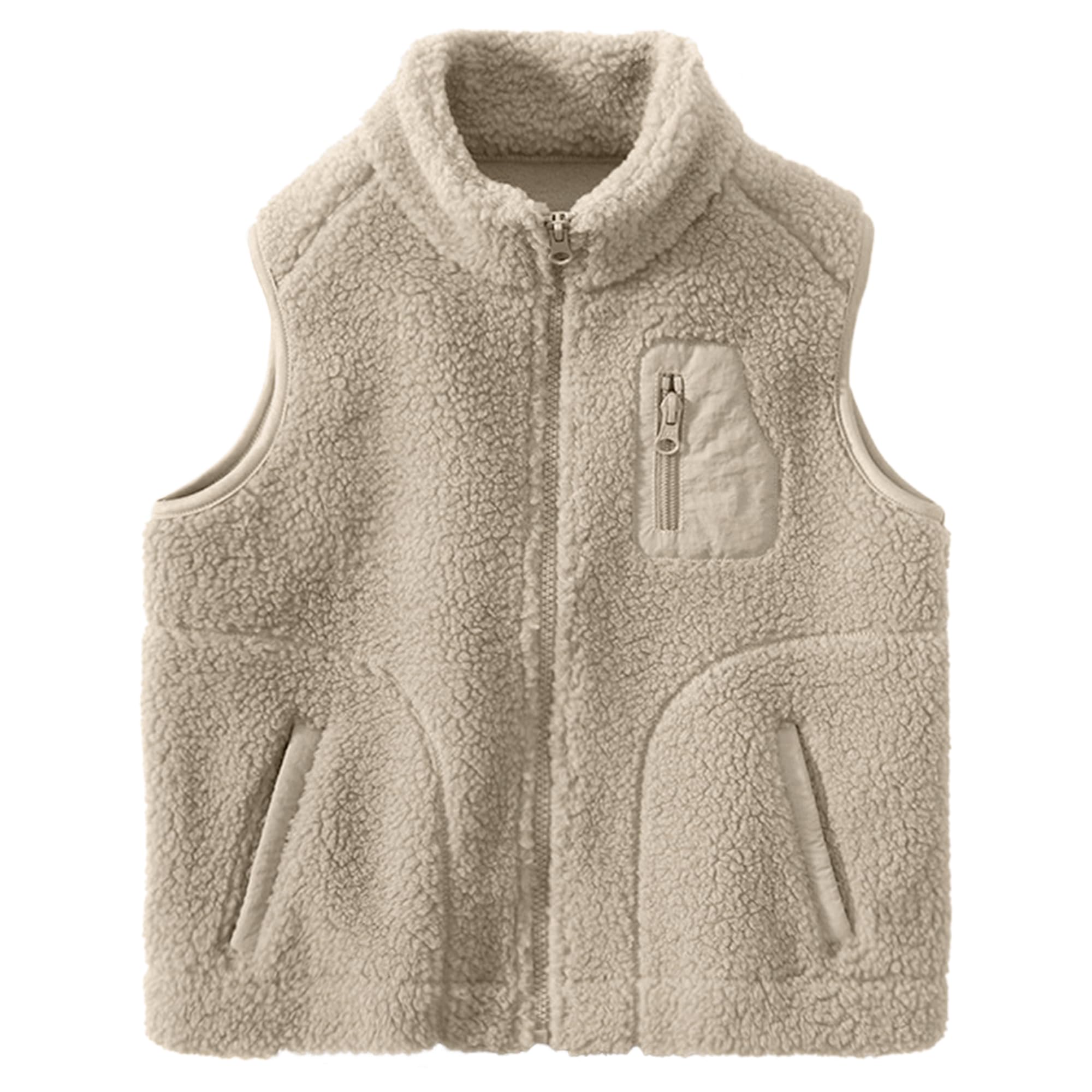 Niños pequeños Forro Polar Chaleco Espesar Niños Cuello Alto Cremallera Sin mangas Chaqueta Padre-Hijo Otoño Invierno Tops Ropa de Abrigo con Bolsillos
