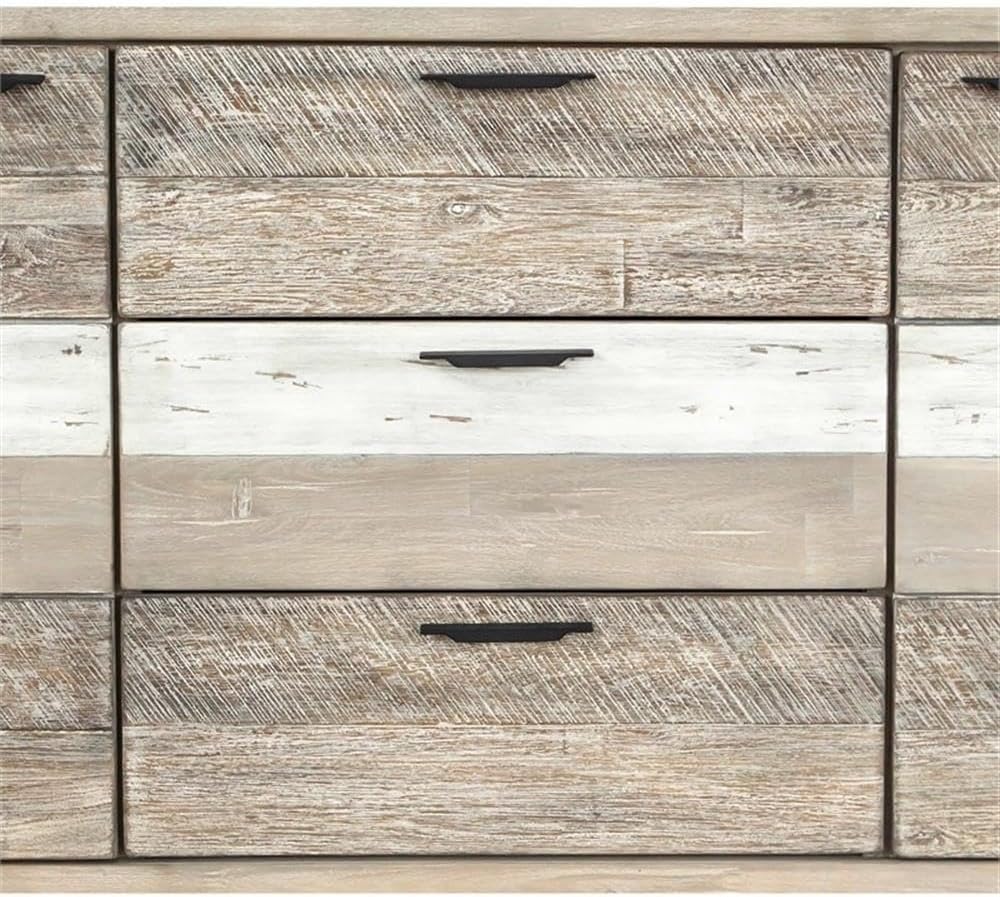 Armen Living Bridges Sideboard Buffet Cabinet Acacia Wood, Two Tone Grey