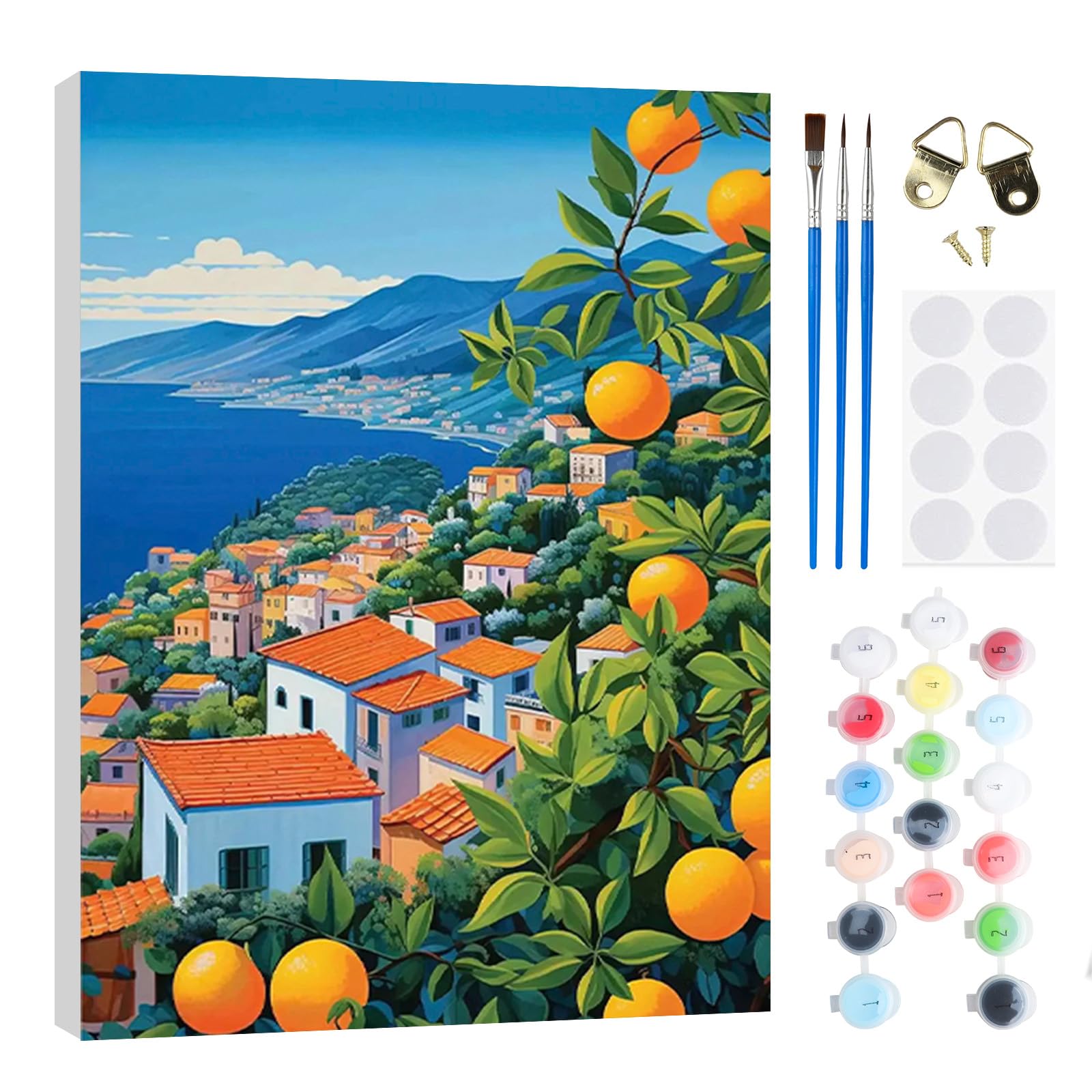 RICUVED DIY Paint by Numbers for Adults-Landscape Canvas Oil Painting Kit for Adults with Wooden Frame,Fruit Craft Art Painting Kit Acrylic Pigment Drawing Paintwork for Gift Home Wall Decor 12x8In