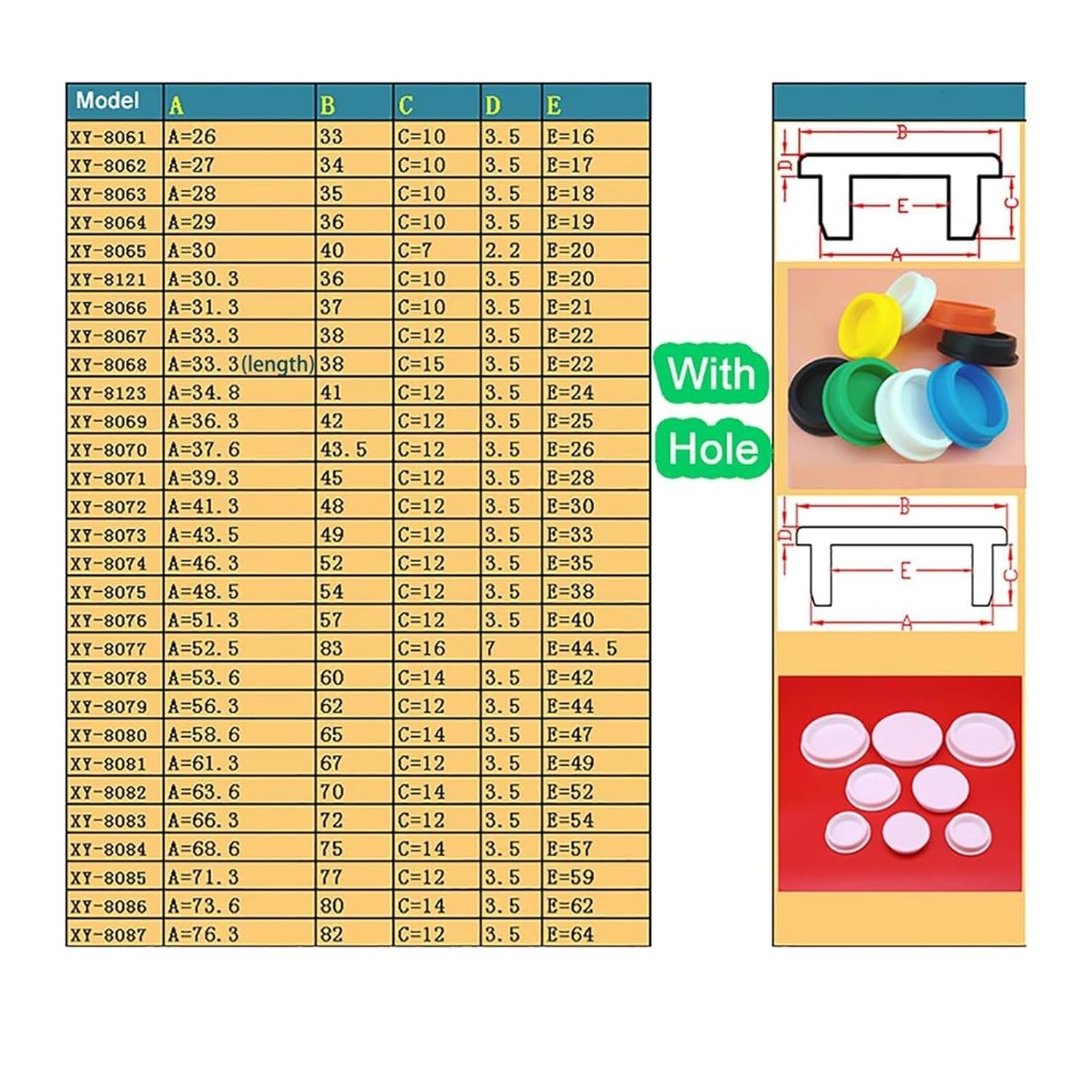 Silikonstopfen mit Druckknopf, Innendurchmesser von 2 mm bis 14 mm, rund, fest, Typ T (schwarz, 6,5 mm, 10 Stück) / 14846 (weiß, 5,8 mm (10 Stück))