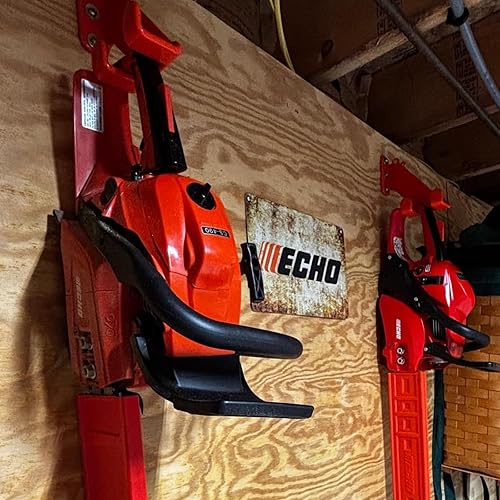 Miniatura 9 de Soporte para motosierra 3 en 1 de 10 pulgadas, soporte de pared de motosierra resistente, colgador de sierra de cadena de acero calibre 10 para