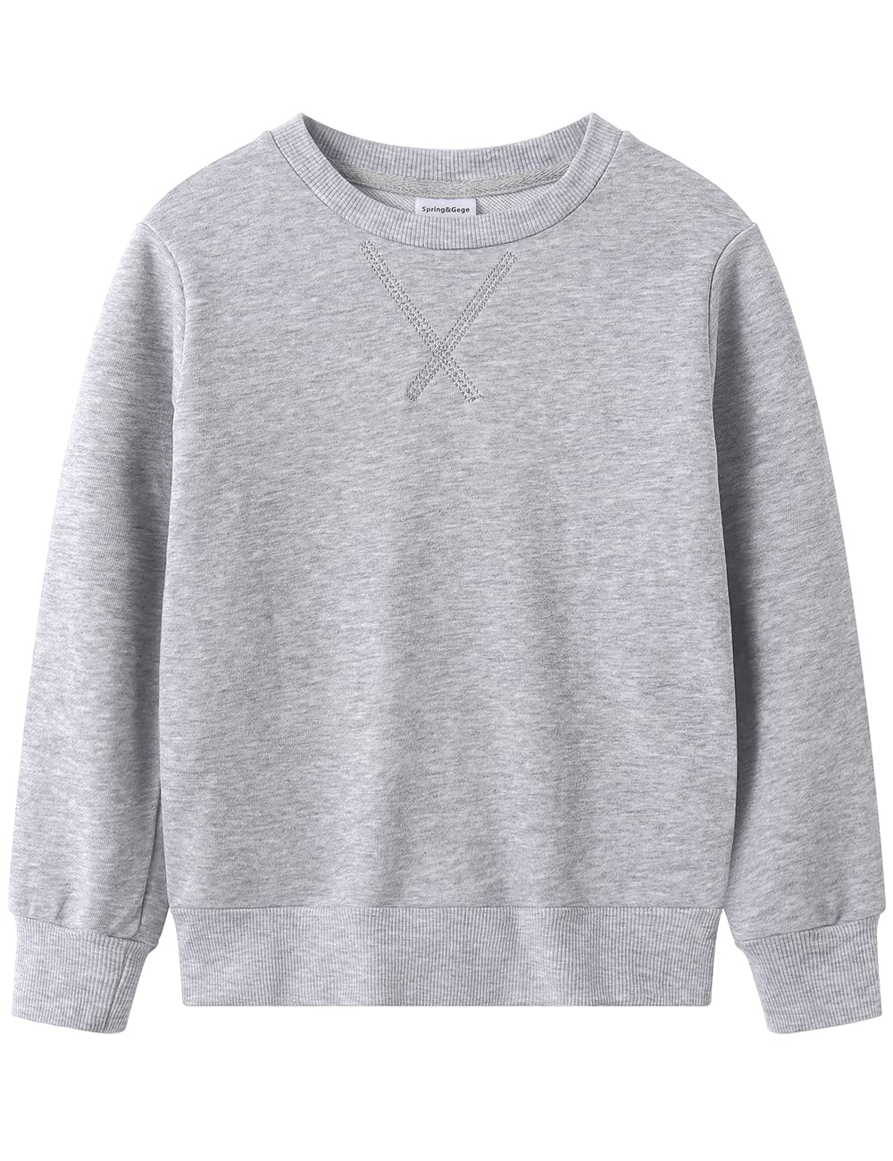 Spring&Gege Youth Basic Sport Crewneck Pullover Sweatshirts for Children（3-14 Years）