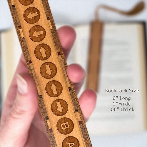 Miniatura 2 de Marcador de libros de madera grabado hecho a mano con código Konami, también disponible personalizado, fabricado en Estados Unidos