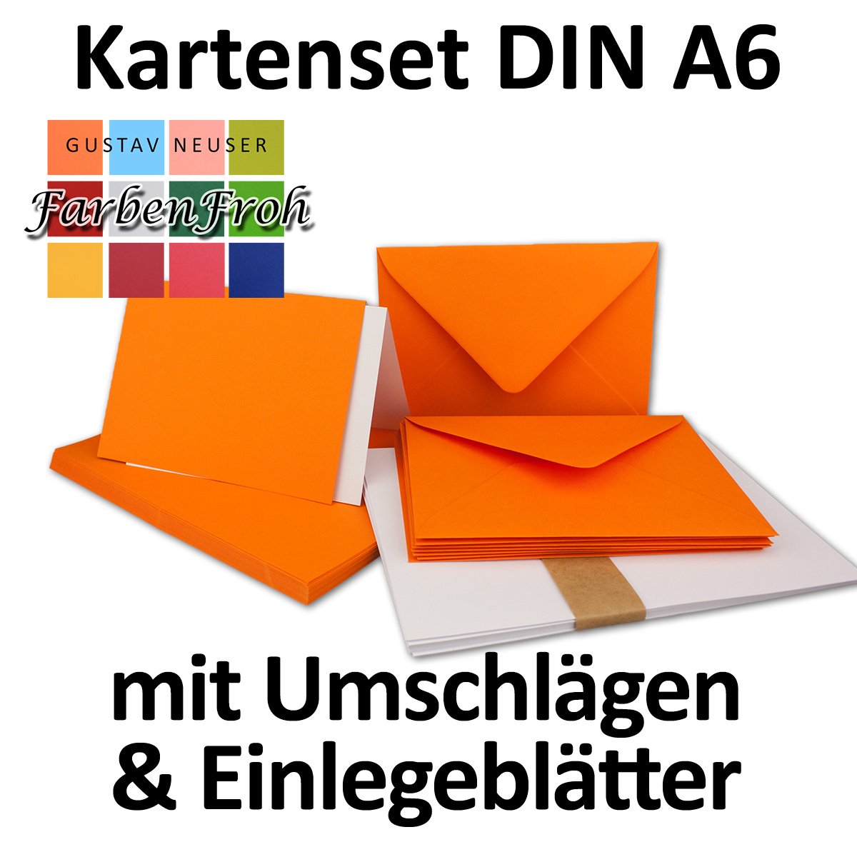 Folding Cards Set DIN A6/C6 with Envelopes in Orange - Includes Insert - 14.8 x 10.5 cm - Premium Quality - FarbenFroh (Pack of 10) - Image 3