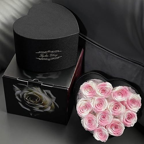 Miniatura 2 de Kylin Glory Flores preservadas para entrega Prime  Ramo de rosas Forever de 12 piezas, diseño en forma de corazón, regalos para mamá, esposa o