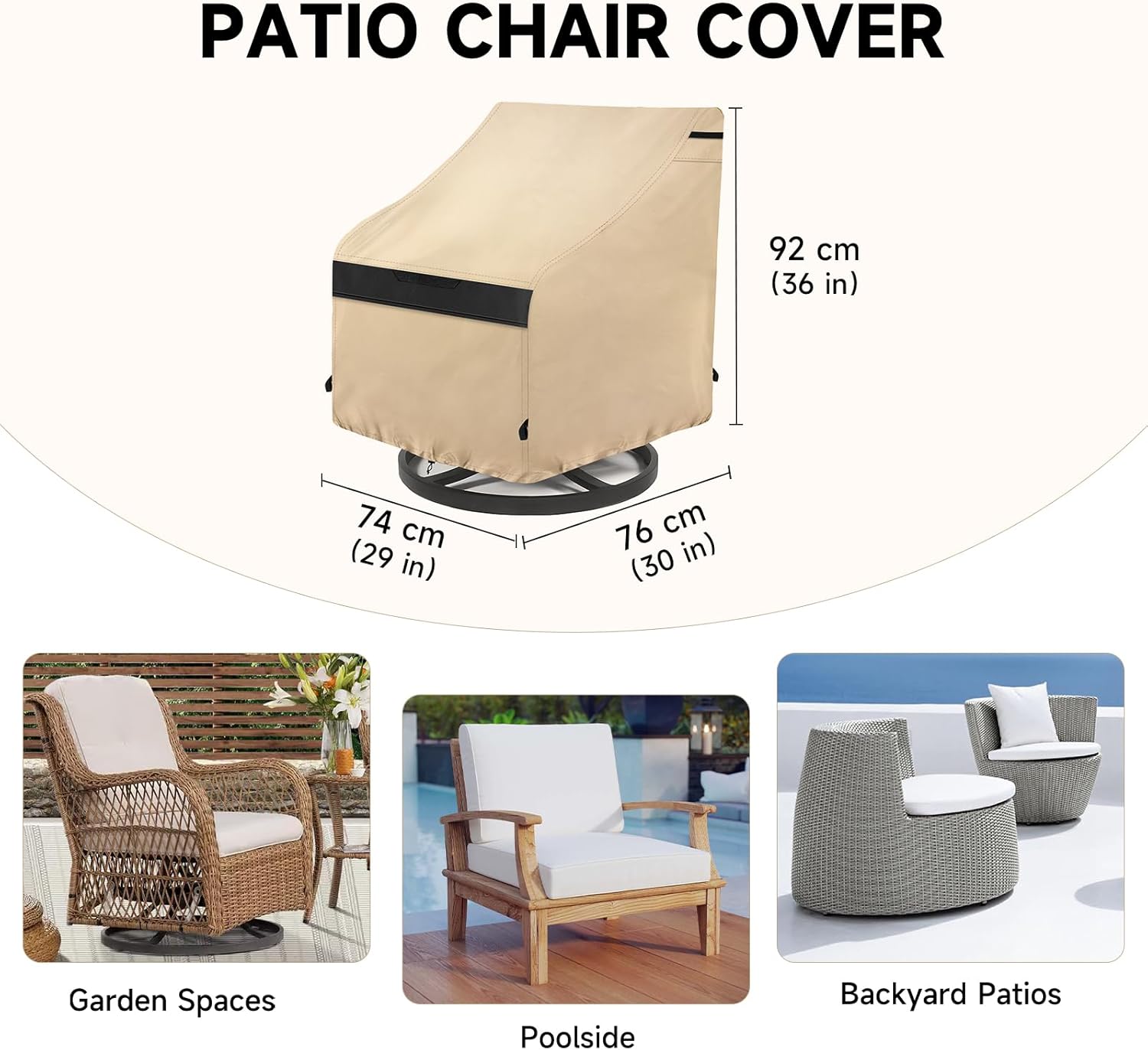 NEVERLAND 2 Pack Outdoor Chair Covers 29W x 30D x 36H in and Stackable Patio Chair Cover 36L x 28W x 47H Golden, 600D Heavy Duty Material, Lawn Chair Covers, Swivel Lounge Chair Cover