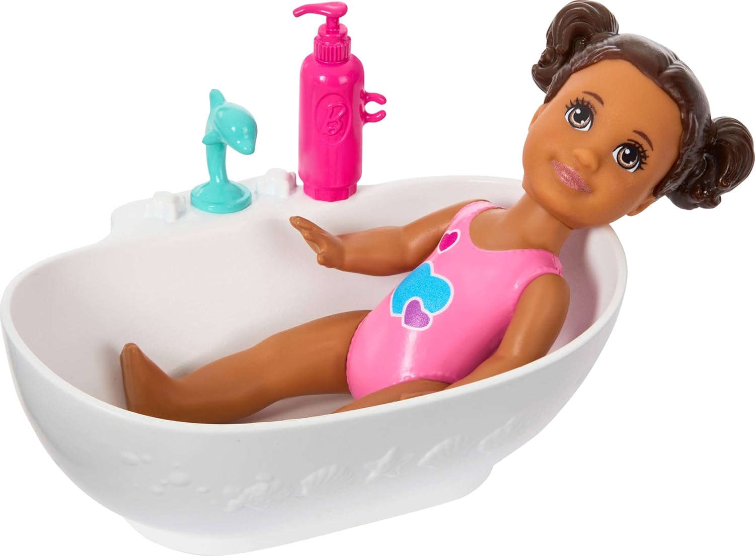 Barbie Skipper Babysitters, Inc. Playset with Brunette Doll, Brunette Toddler Doll, Bathtub & 6 Accessories Including a Rubber Duckie