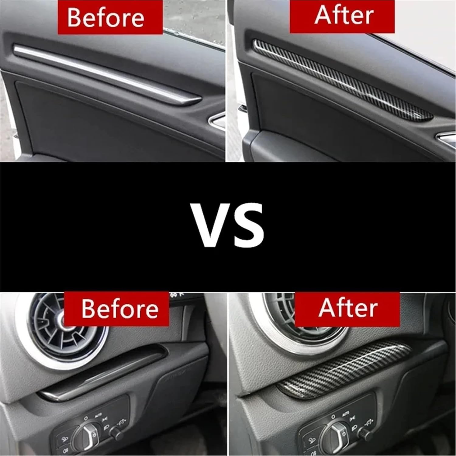 Carbon Fiber Color Car Center Console Dashboard Trim Strips 3pcs for A3 8V 2014-18 LHD ABS Interior Accessories(E LHD)