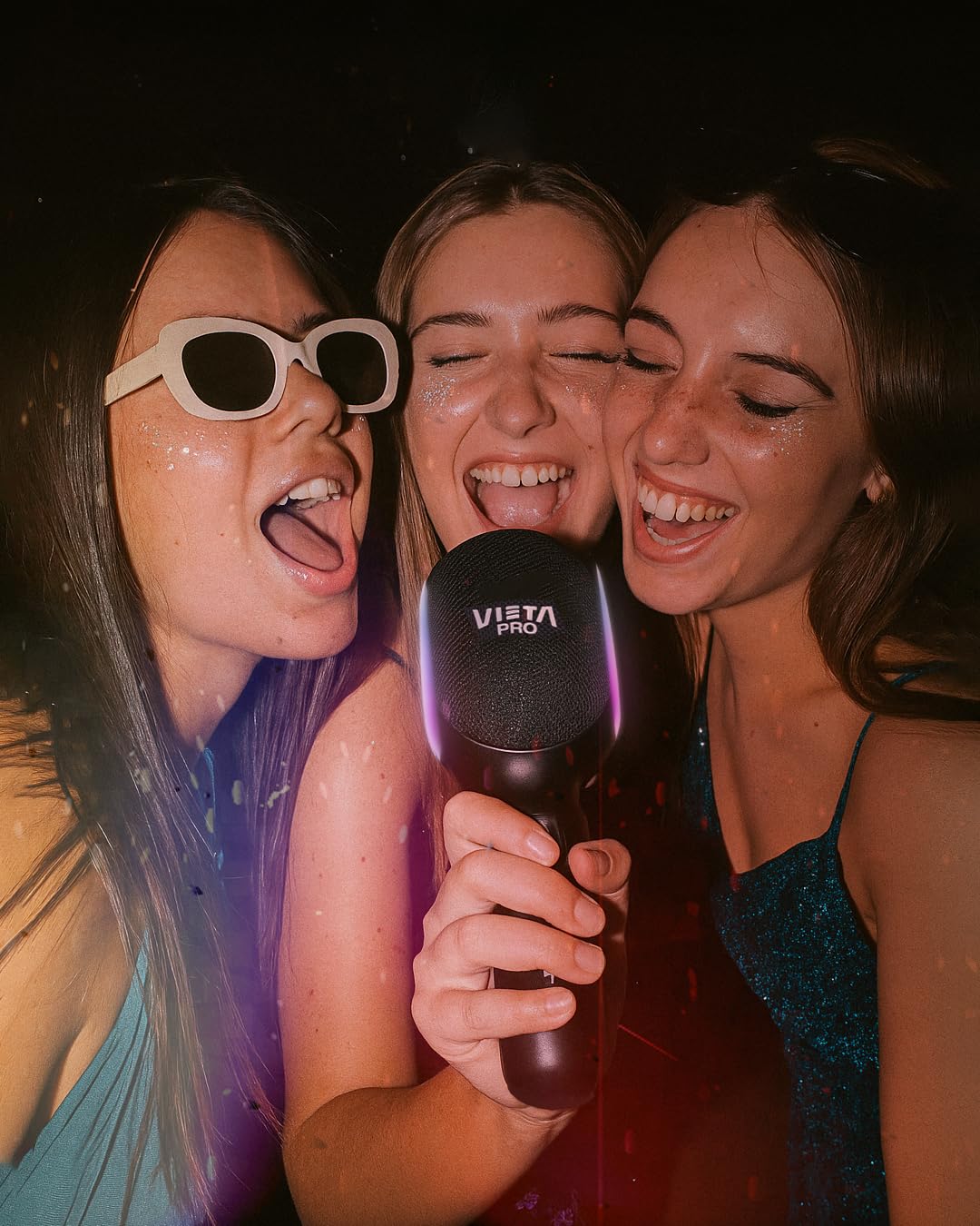 Vieta Pro | Microfono Wireless Karaoke con Altoparlante incluso. Microfono per cantare Bluetooth, 10h di batteria, USB, Radio FM, Registratore Vocale ed effetti luce e suono. | Microfono La Voce