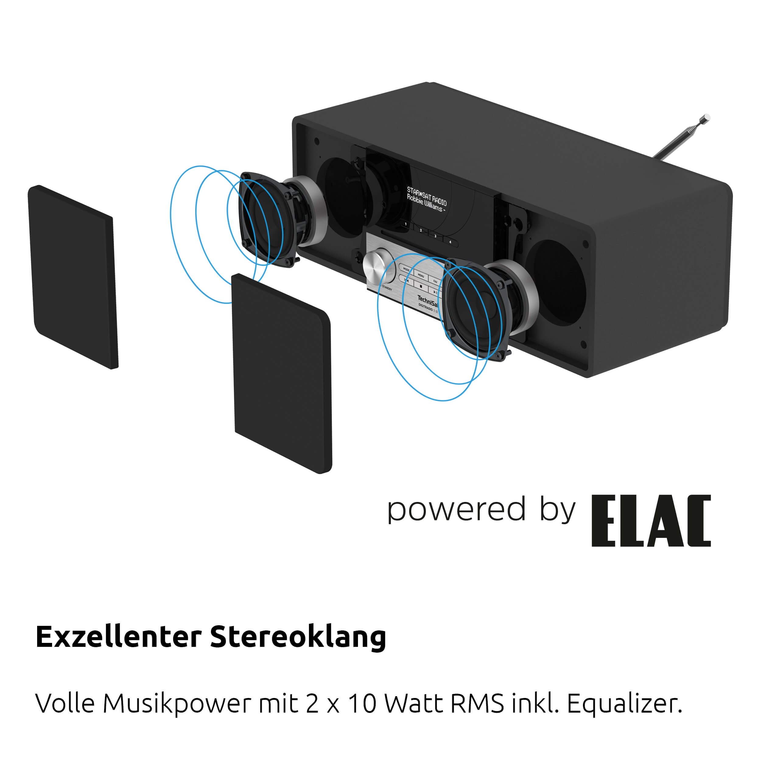 TechniSat DIGITRADIO 3 IR - Stereo DAB Radio Kompaktanlage (DAB+, UKW, CD-Player, Bluetooth, Internetradio, USB, Kopfhöreranschluss, AUX-Eingang, Radiowecker, 20 Watt RMS) schwarz