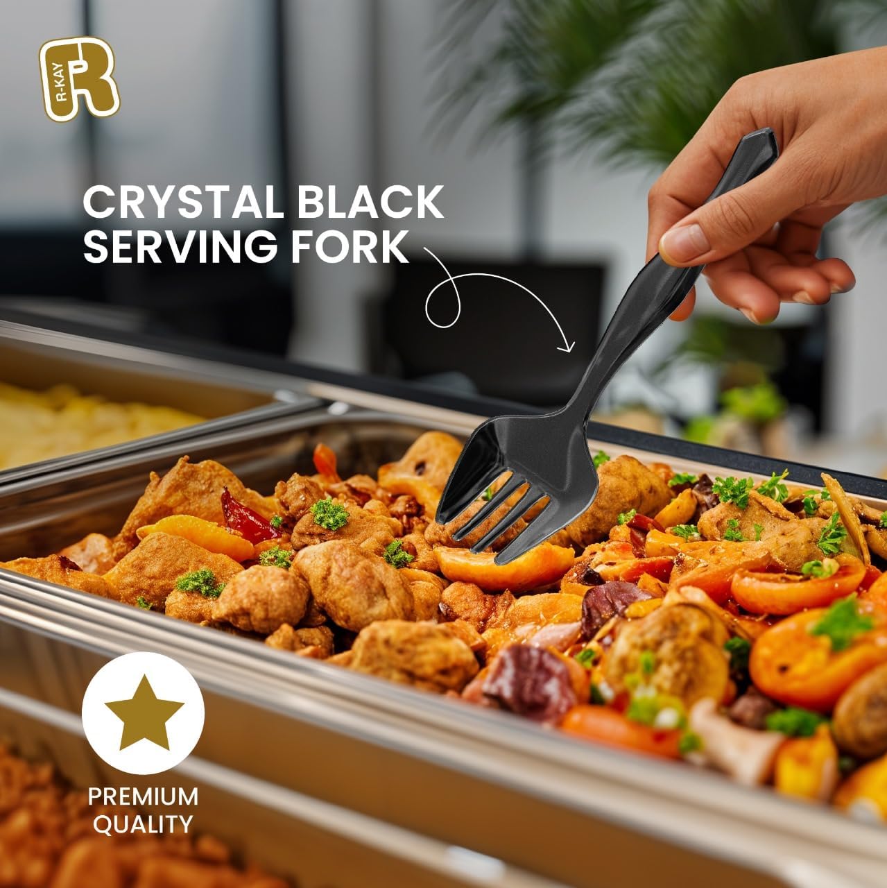 18 Pcs Black Plastic Serving Utensils Set - 6 Black Plastic Serving Spoons, 6 Black Tongs And 6 Forks - Heavy Duty Black Disposable Serving Utensils Set For Parties