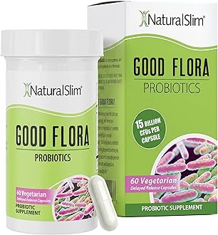 NaturalSlim Good Flora, Probiotics for Women & Men - Gut Health Supplements with 7 Powerful Strains for De-Bloating & Vitality - Probiotics for Digestive Health, 60 Vegetarian Capsules, Solo